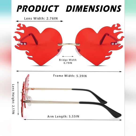 NEW! HEART ON FIRE ❤️ 🔥 Sunglasses. - Picture 5 of 7